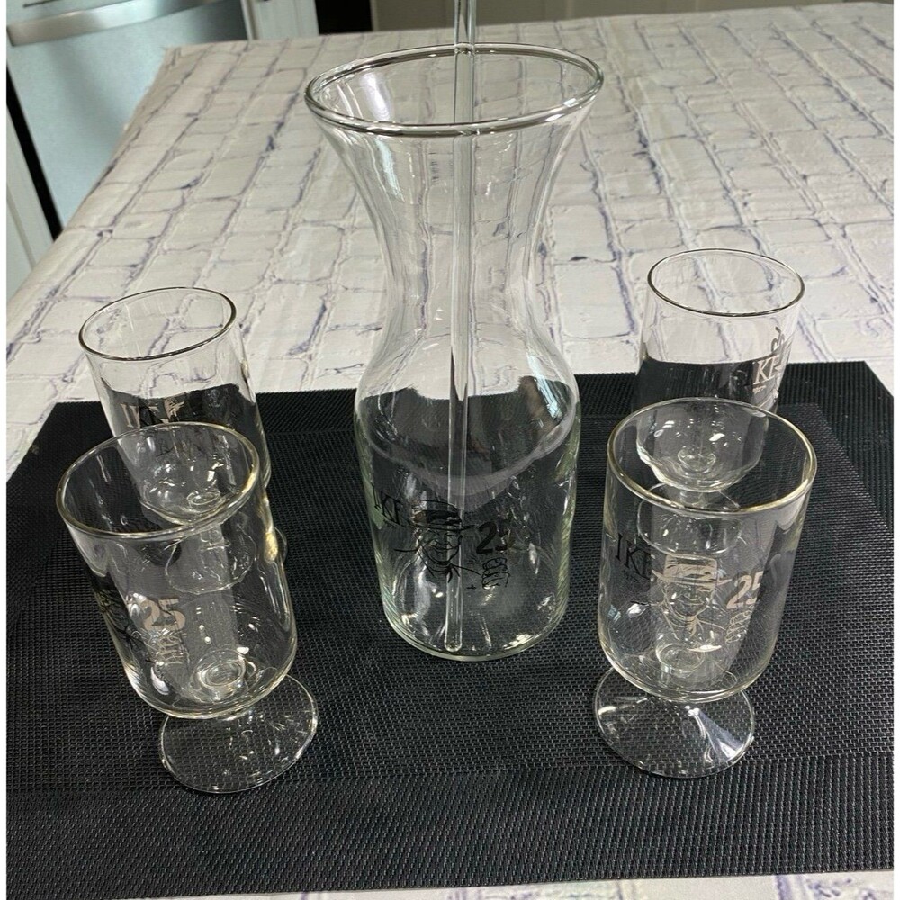Vintage IKE 1977 ( Eisenhower) 25 Decanter w/ 4 Goblets.
